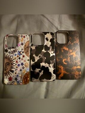 iPhone 13 Pro case - celestial, cow print, tortoiseshell